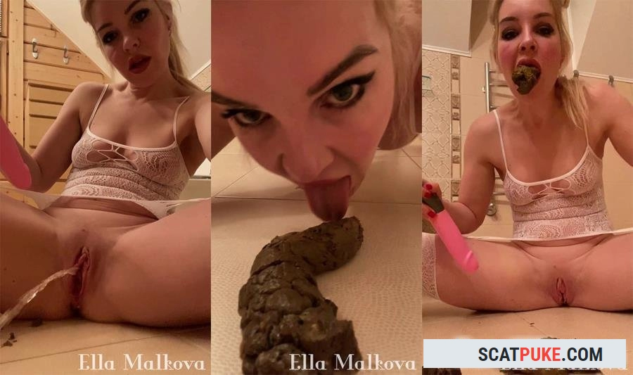 Scat Ella / Ella Malova - Masturbating and Licking Shit - UltraHD 2K  [440 MB]