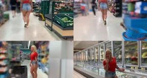 Devil Sophie - Pervers Public Gefriertruhe im Lebensmittelladen vollgepisst und Fotzen-Lippenstiftspiele - Full HD 1080p  [160 MB]