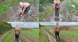 Devil Sophie - Mud Fetz Jeans mess - Heavy mess on the straw hill with devil-sophie - Full HD 1080p  [247.9 MB]