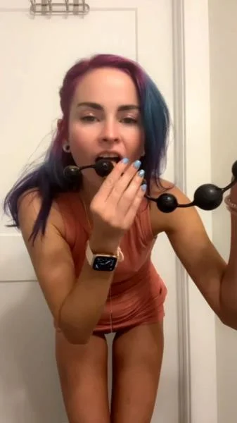Licking My Anal Beads Clean - UltraHD 2K [Lil Butt Lex] Defecation, Amateur